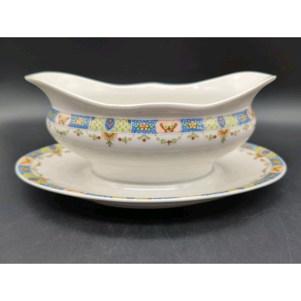 U.C. Limoges France Gravy Boat Attached Underplate UNC24 Marshall Field Art Deco